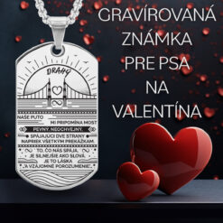 Darček pre blízkeho - darček na Valentína - most - gravírovaná oceľová známka pre psa bejessa